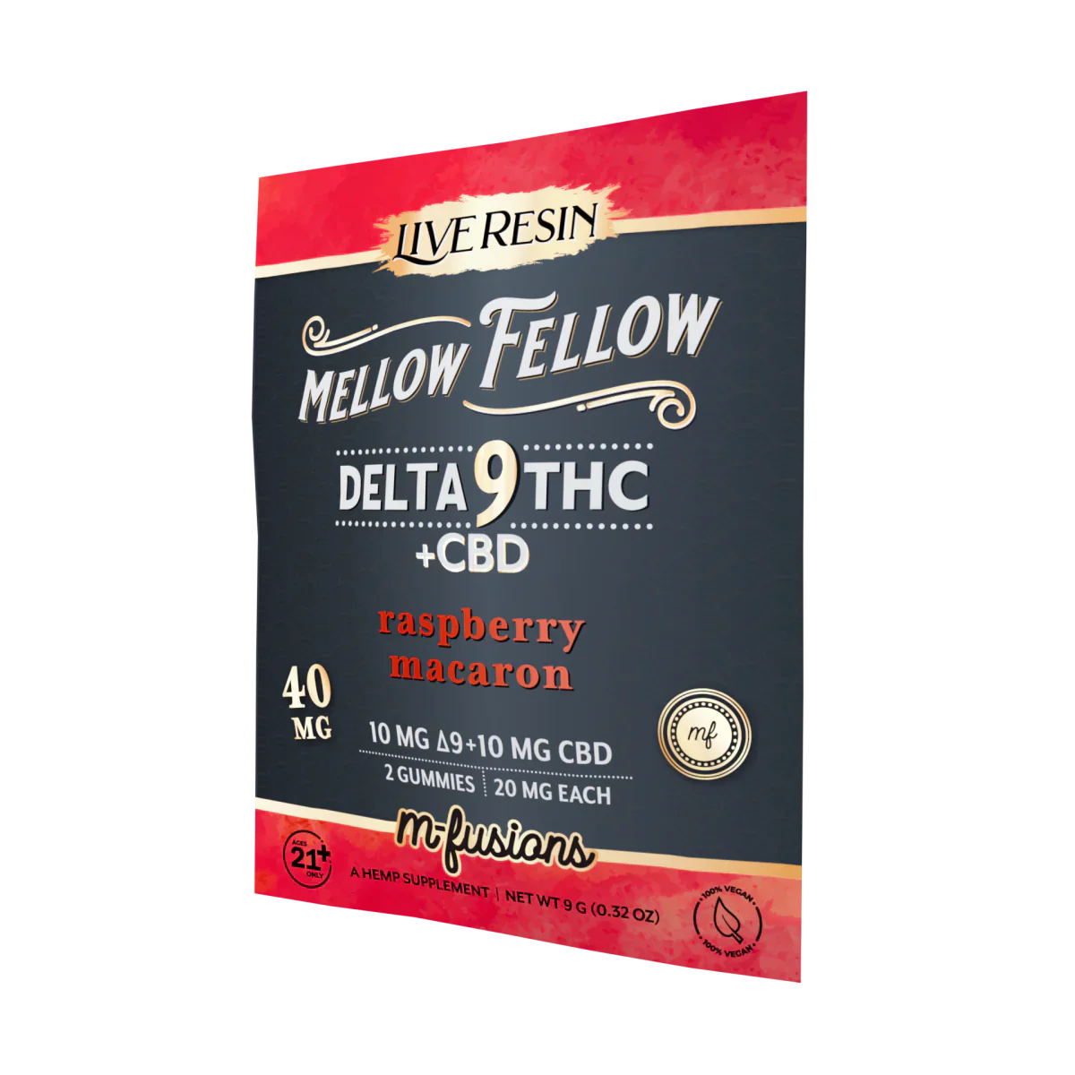 Mellow Fellow Delta 9 Live Resin Gummies 40mg 2 ct. - Raspberry Macaron Best Price