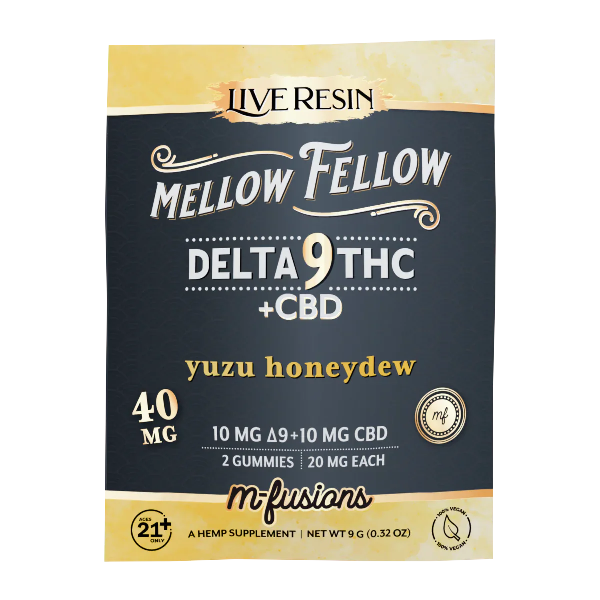 Mellow Fellow Delta 9 Live Resin Gummies 40mg 2 ct. - Yuzu Honeydew Best Price