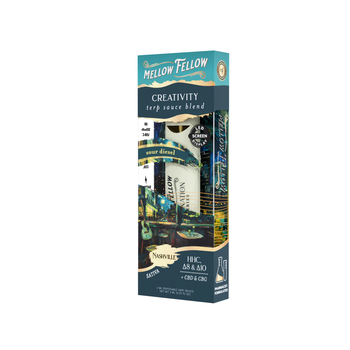 Mellow Fellow Creativity Blend - Destination: Nashville - Terp Sauce 2ml Disposable Vape - Sour Diesel (Sativa) Best Price