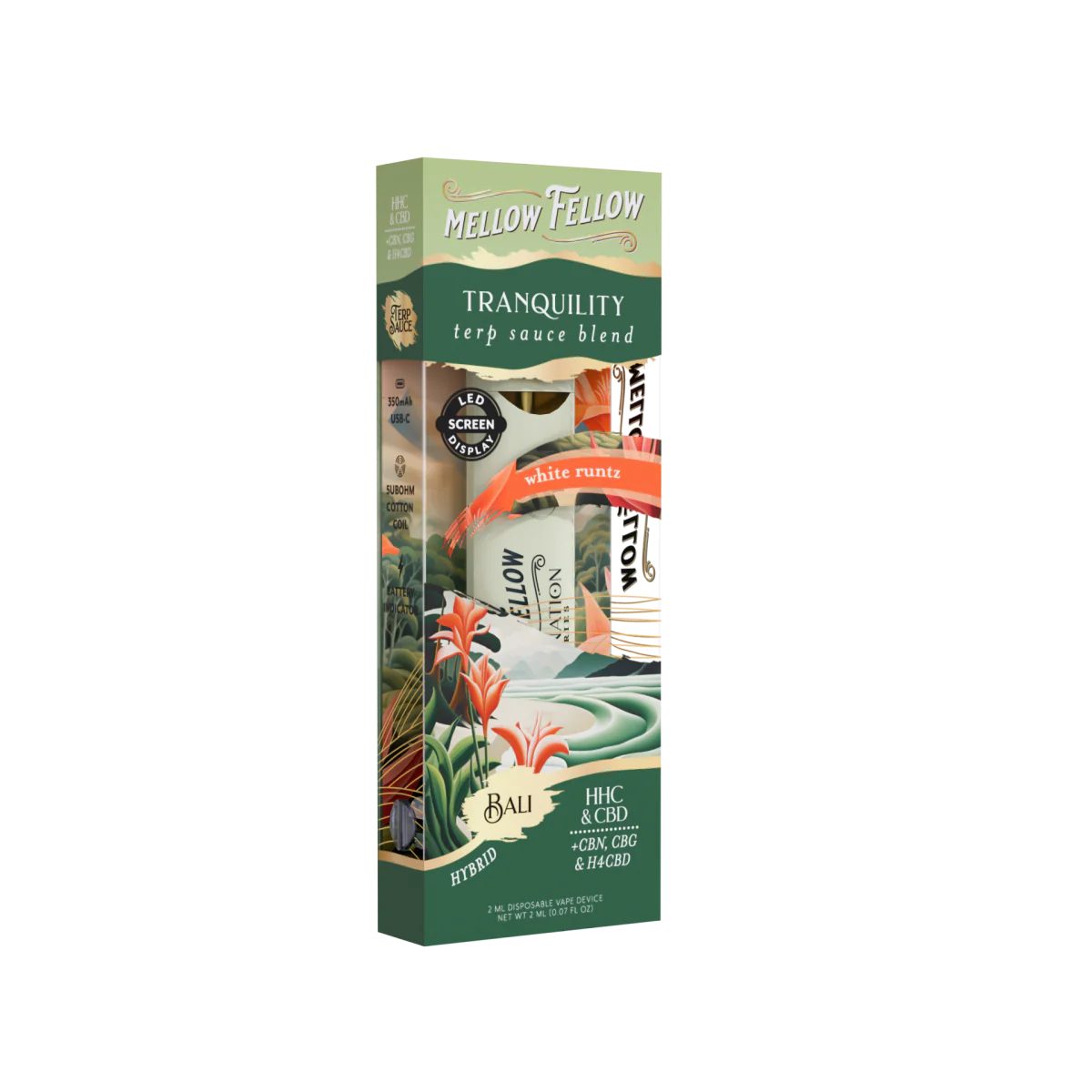 Mellow Fellow Tranquility Blend - Destination: Bali - Terp Sauce 2ml Disposable Vape - White Runtz (Hybrid) Best Price