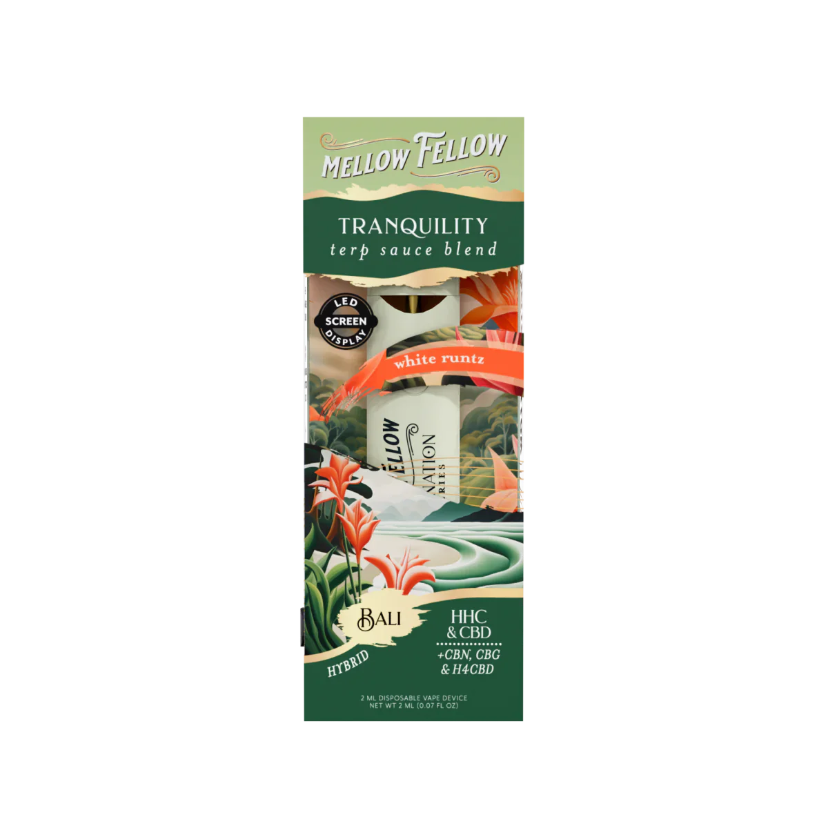 Mellow Fellow Tranquility Blend - Destination: Bali - Terp Sauce 2ml Disposable Vape - White Runtz (Hybrid) Best Price