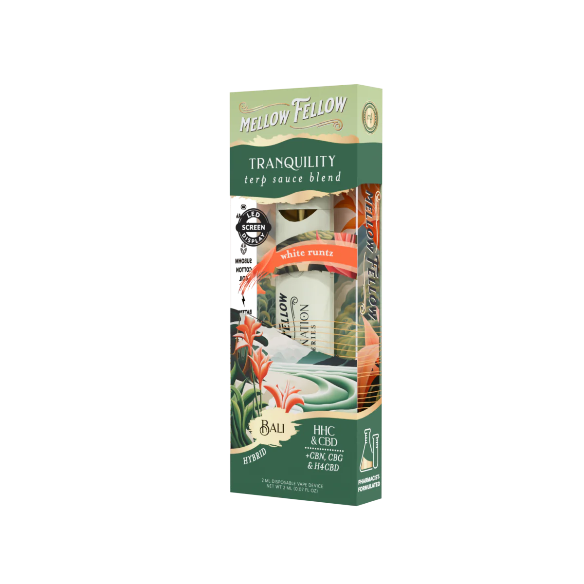 Mellow Fellow Tranquility Blend - Destination: Bali - Terp Sauce 2ml Disposable Vape - White Runtz (Hybrid) Best Price