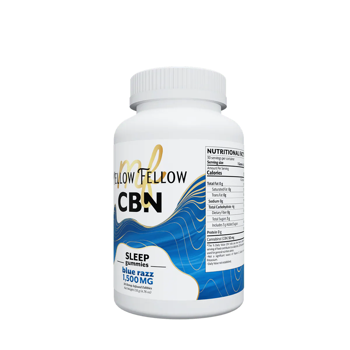 Mellow Fellow Sleep CBN Gummies - 1500mg - Blue Razz