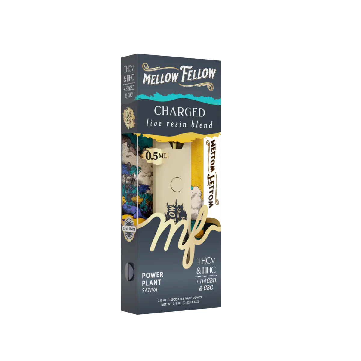 Mellow Fellow Charged Blend 0.5ml Live Resin Disposable Vape - Power Plant (Sativa)