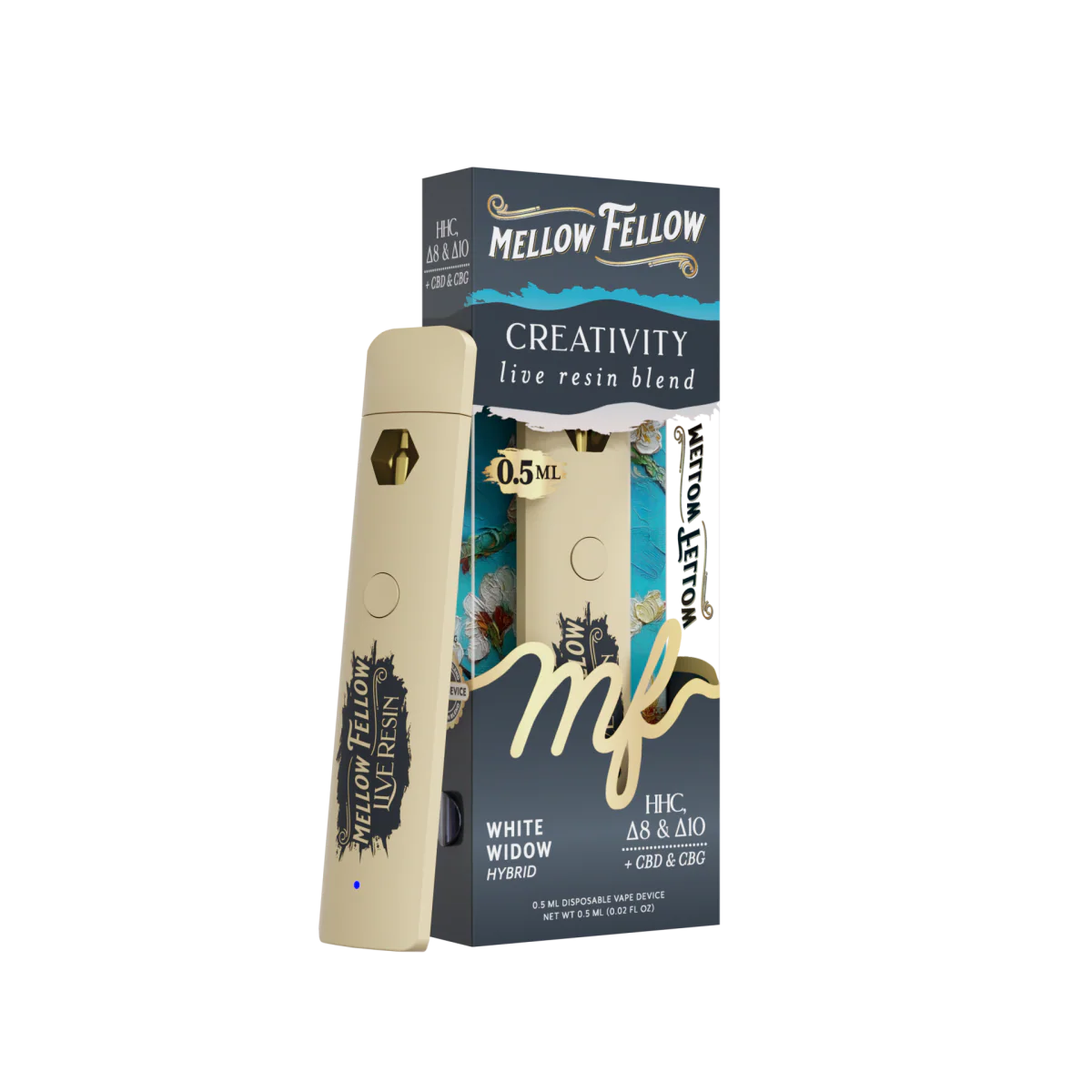 Mellow Fellow Creativity Blend 0.5ml Live Resin Disposable Vape - White Widow (Hybrid)