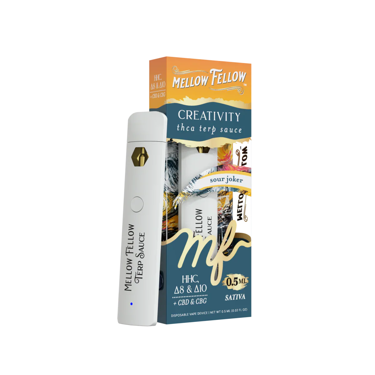 Mellow Fellow Creativity Blend 0.5ml Terp Sauce Disposable Vape - Sour Joker (Sativa)