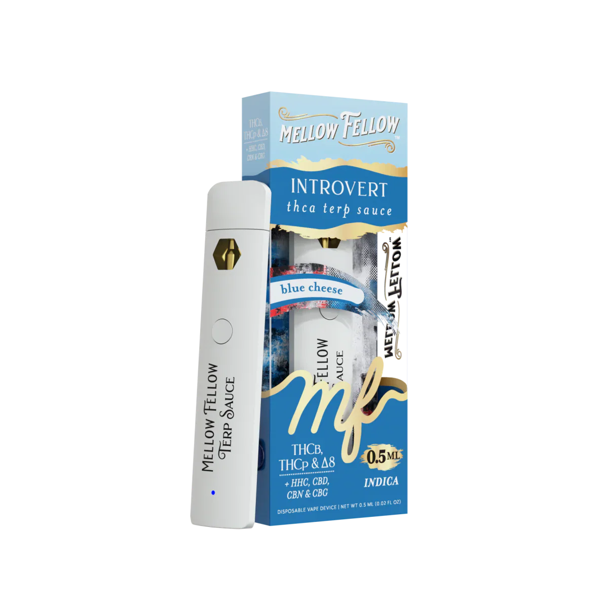 Mellow Fellow Introvert Blend 0.5ml Terp Sauce Disposable Vape - Blue Cheese (Indica)