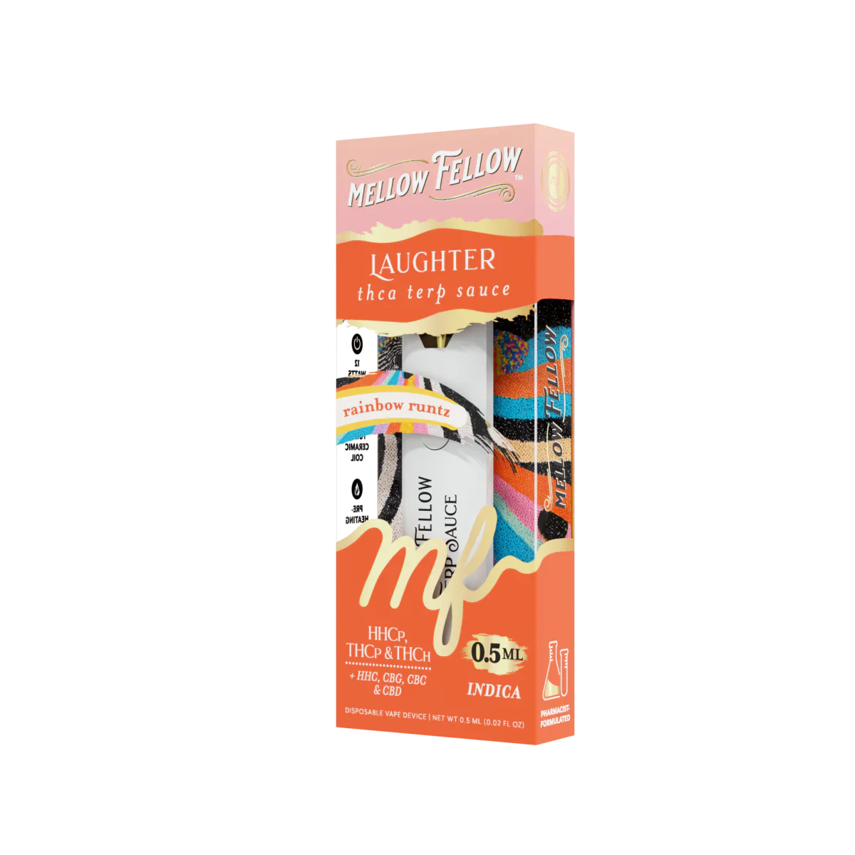 Mellow Fellow Laughter Blend 0.5ml Terp Sauce Disposable Vape - Rainbow Runtz (Indica)