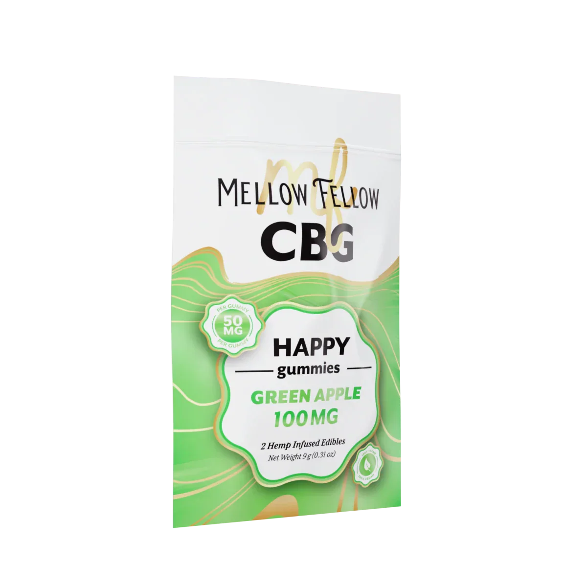 Mellow Fellow Happy CBG Gummies 100mg - Green Apple Best Sales Price - Edibles