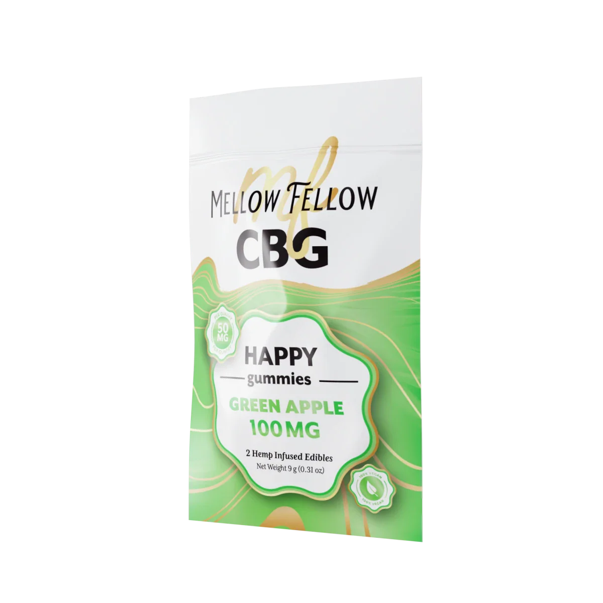 Mellow Fellow Happy CBG Gummies 100mg - Green Apple Best Sales Price - Edibles