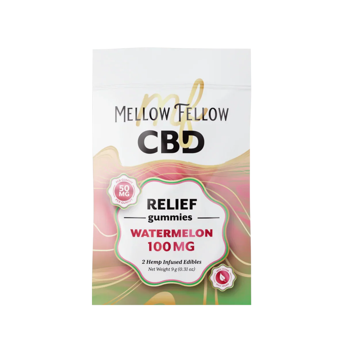 Mellow Fellow Relief CBD Gummies 100mg - Watermelon Best Sales Price - Edibles