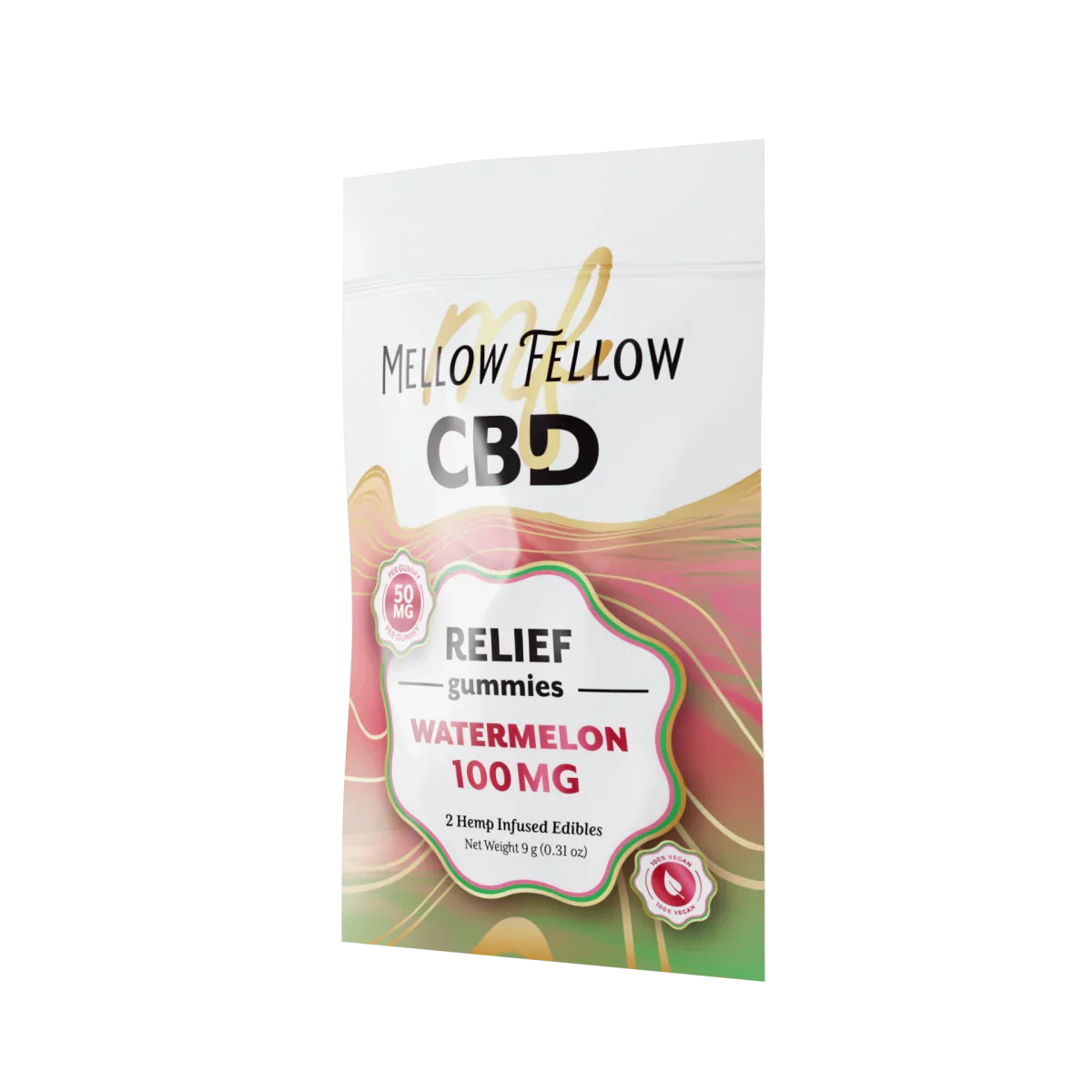 Mellow Fellow Relief CBD Gummies 100mg - Watermelon Best Sales Price - Edibles