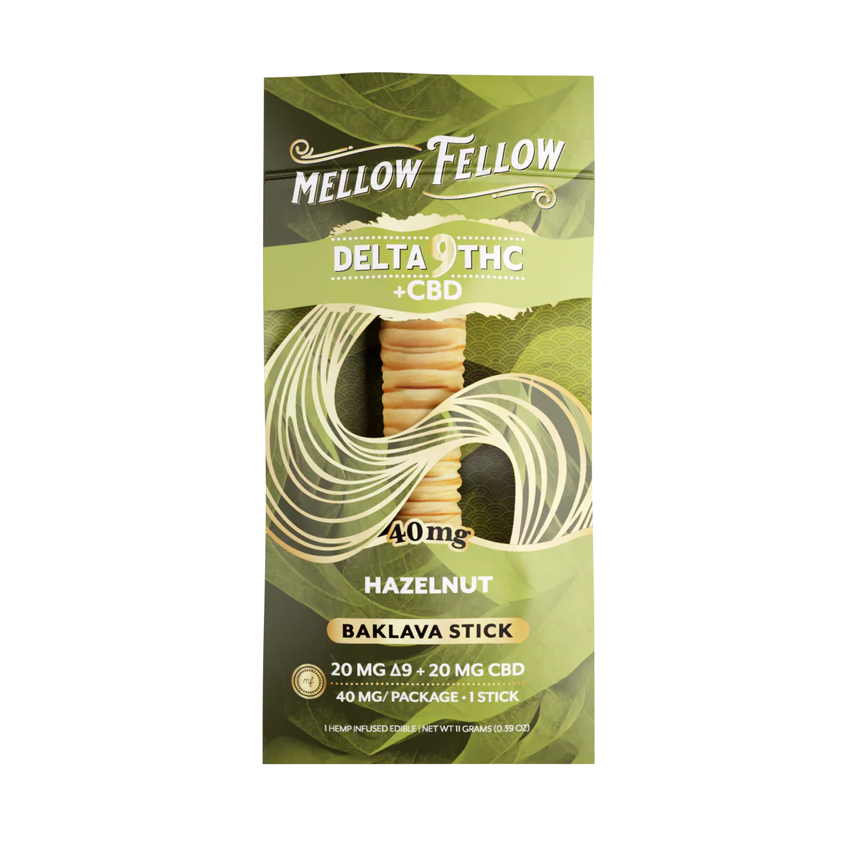 Mellow Fellow Delta 9 THC + CBD Baklava Sticks - Hazelnut 40mg