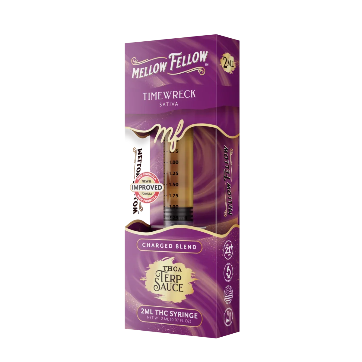 Mellow Fellow Charged Blend - Terp Sauce 2ml Syringe - Timewreck (Sativa) Best Sales Price - CBD