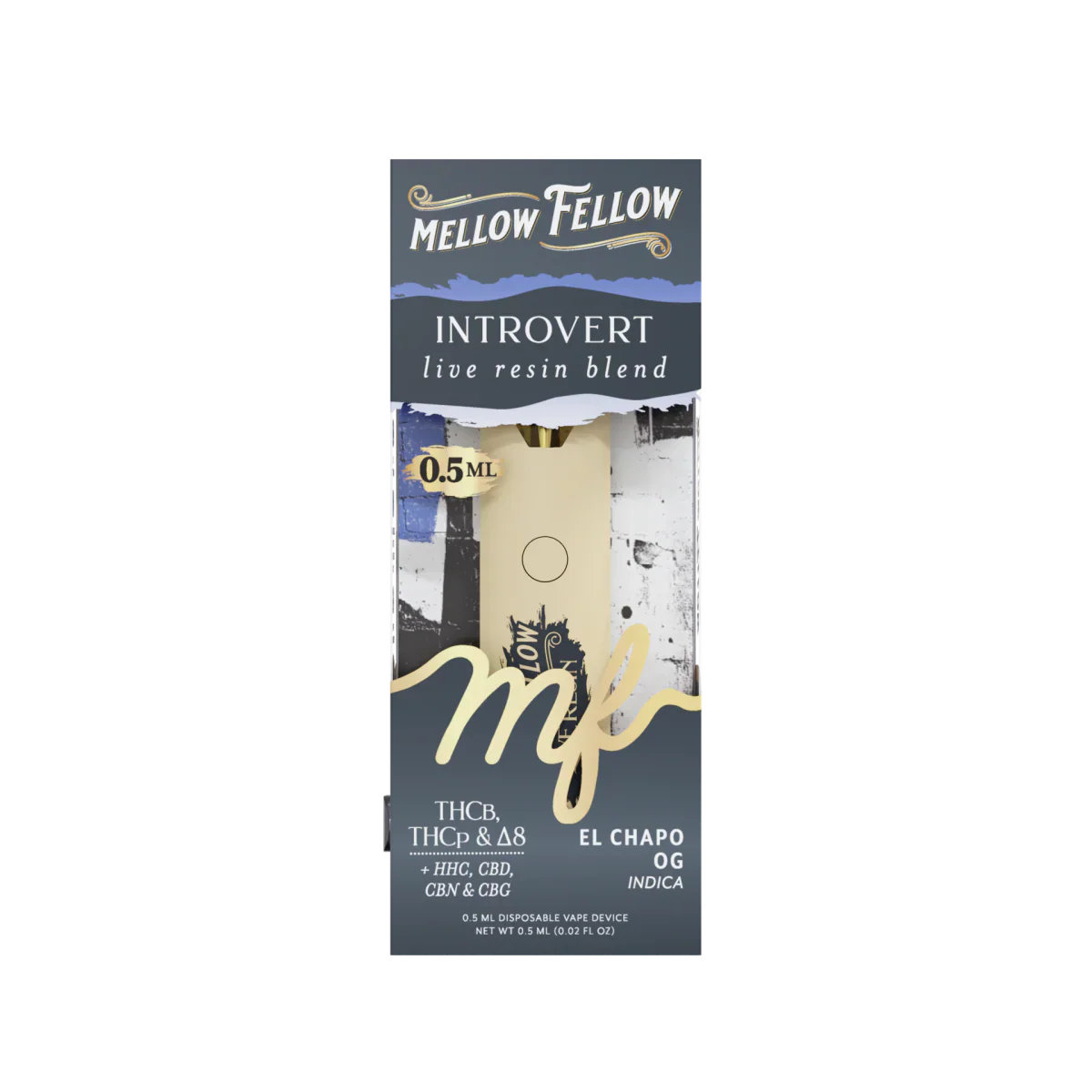 Mellow Fellow Introvert Blend 0.5ml Live Resin Disposable Vape - El Chapo OG (Indica)