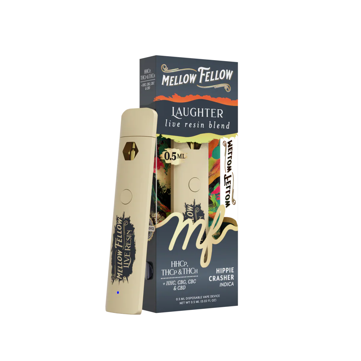 Mellow Fellow Laughter Blend 0.5ml Live Resin Disposable Vape - Hippie Crasher (Indica)