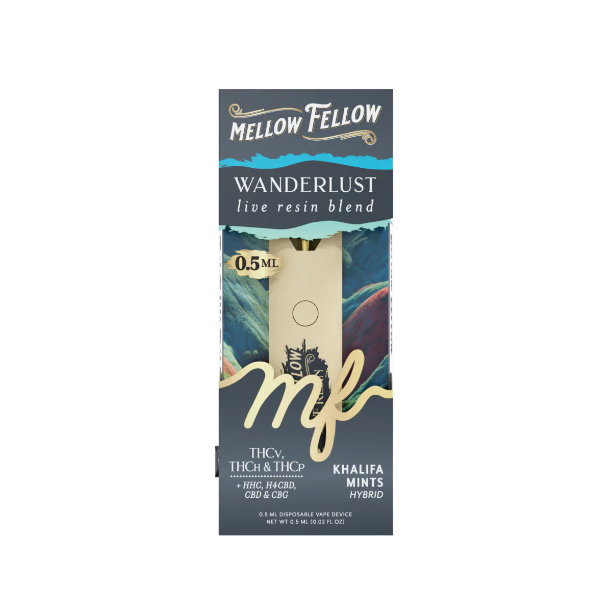 Mellow Fellow Wanderlust Blend 0.5ml Live Resin Disposable Vape - Khalifa Mints (Hybrid)
