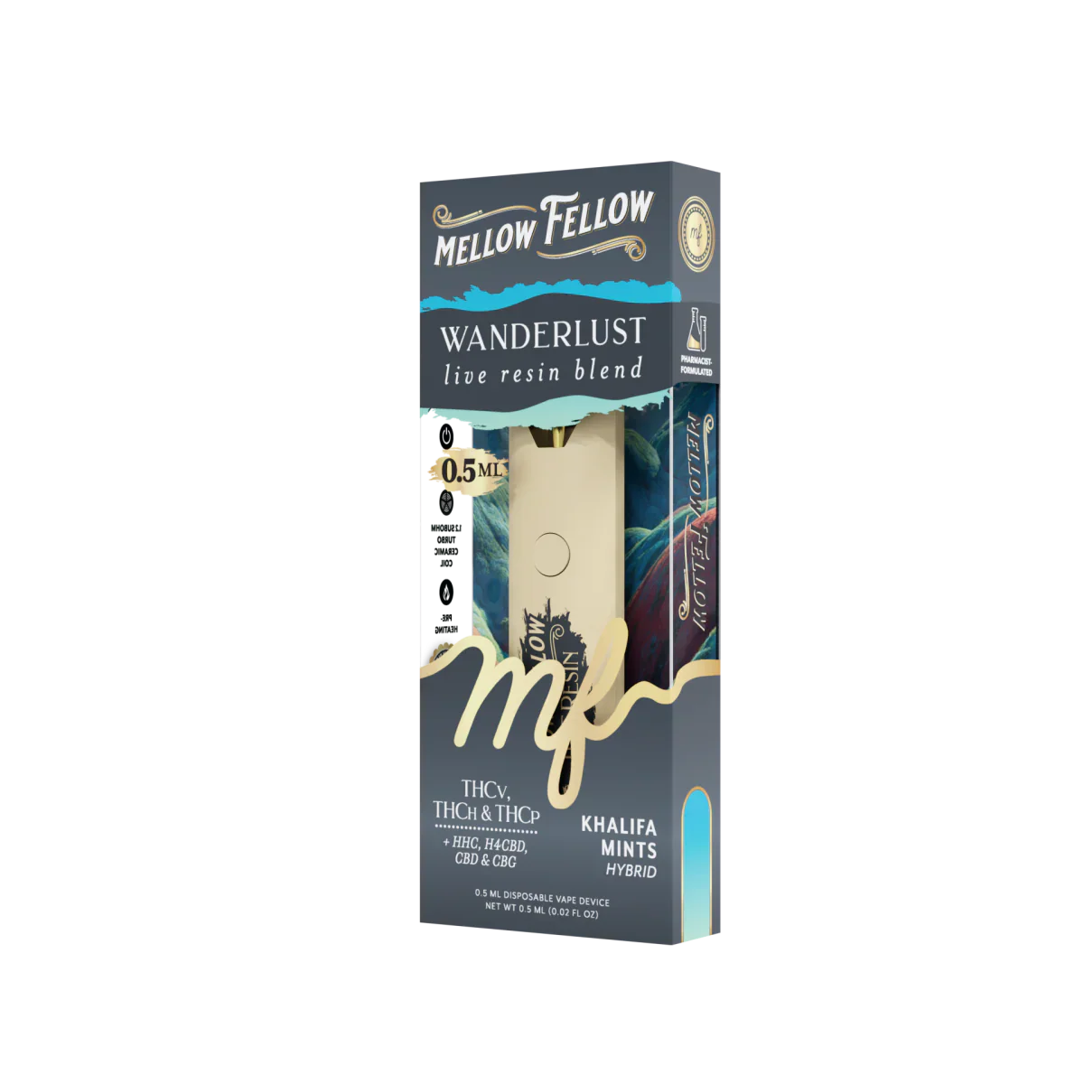 Mellow Fellow Wanderlust Blend 0.5ml Live Resin Disposable Vape - Khalifa Mints (Hybrid)