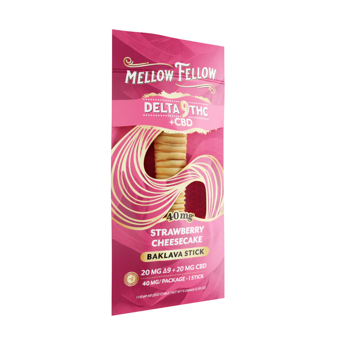 Mellow Fellow Delta 9 THC + CBD Baklava Sticks - Strawberry Cheesecake 40mg