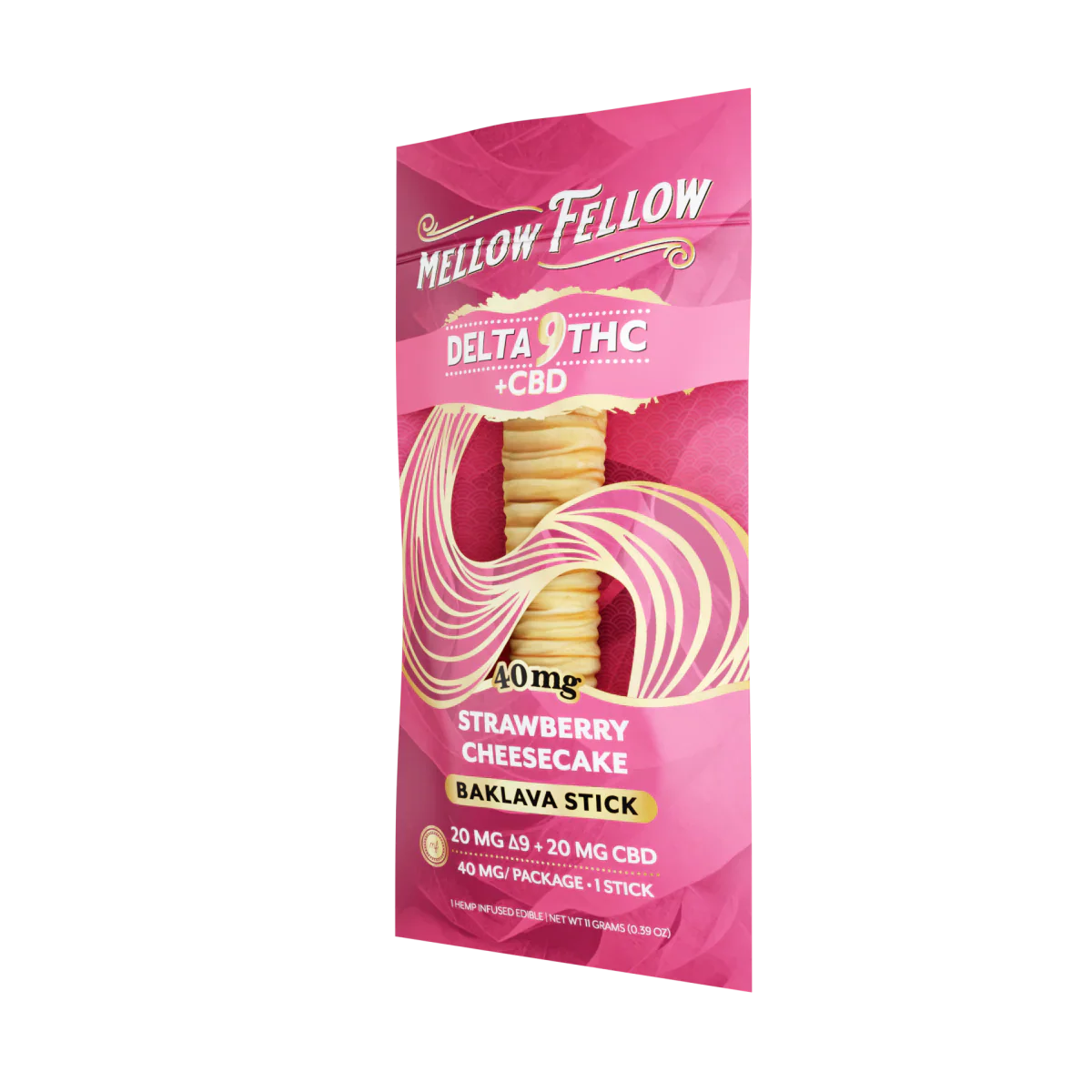 Mellow Fellow Delta 9 THC + CBD Baklava Sticks - Strawberry Cheesecake 40mg