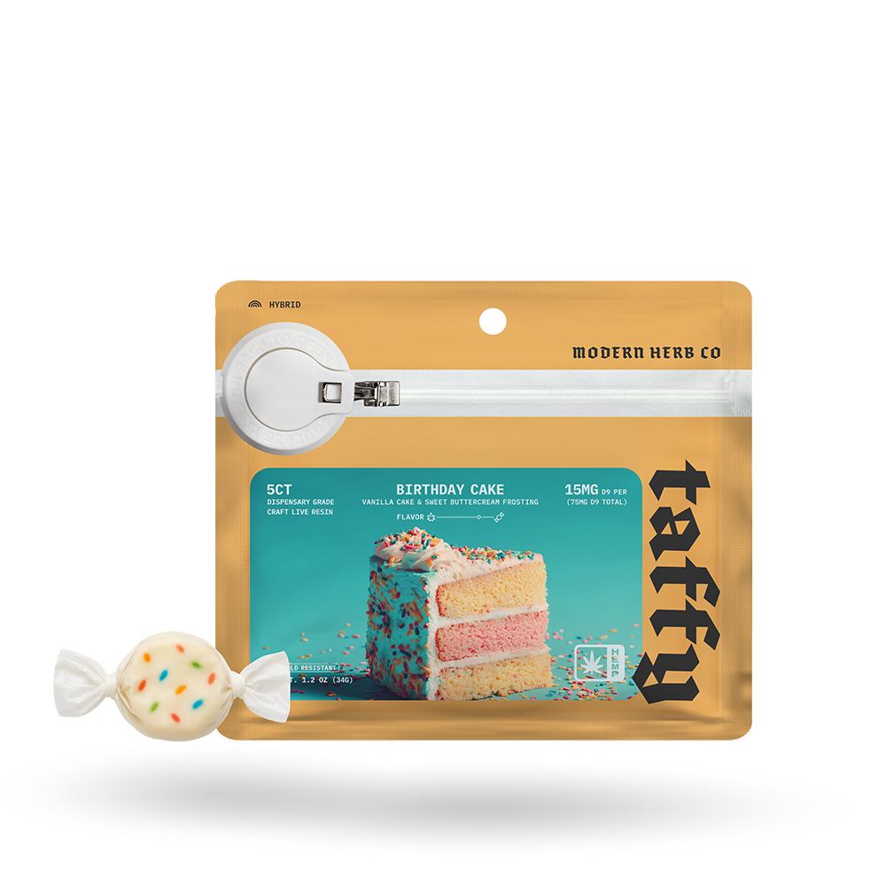The Hemp Collect Live Resin D9 Taffy: Birthday Cake (Hybrid), 5ct