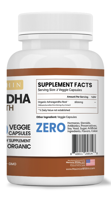 Ashwagandha Root Extra Strength - Maximum Slim | Supports Stress Relief & Vitality