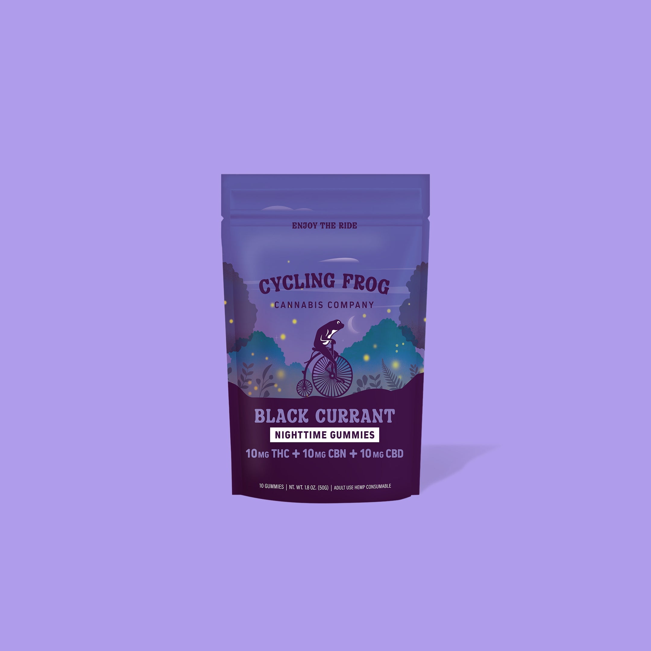 Cycling Frog Black Currant Nighttime Gummies, 10mg THC + 10mg CBN + 10mg CBD