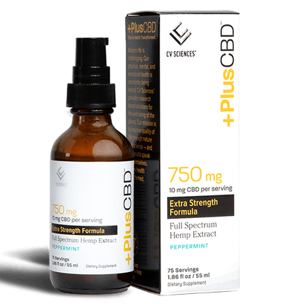 PlusCBD Extra Strength 10mg CBD Oil Peppermint Full Spectrum 1.86oz 750mg CBD Best Price