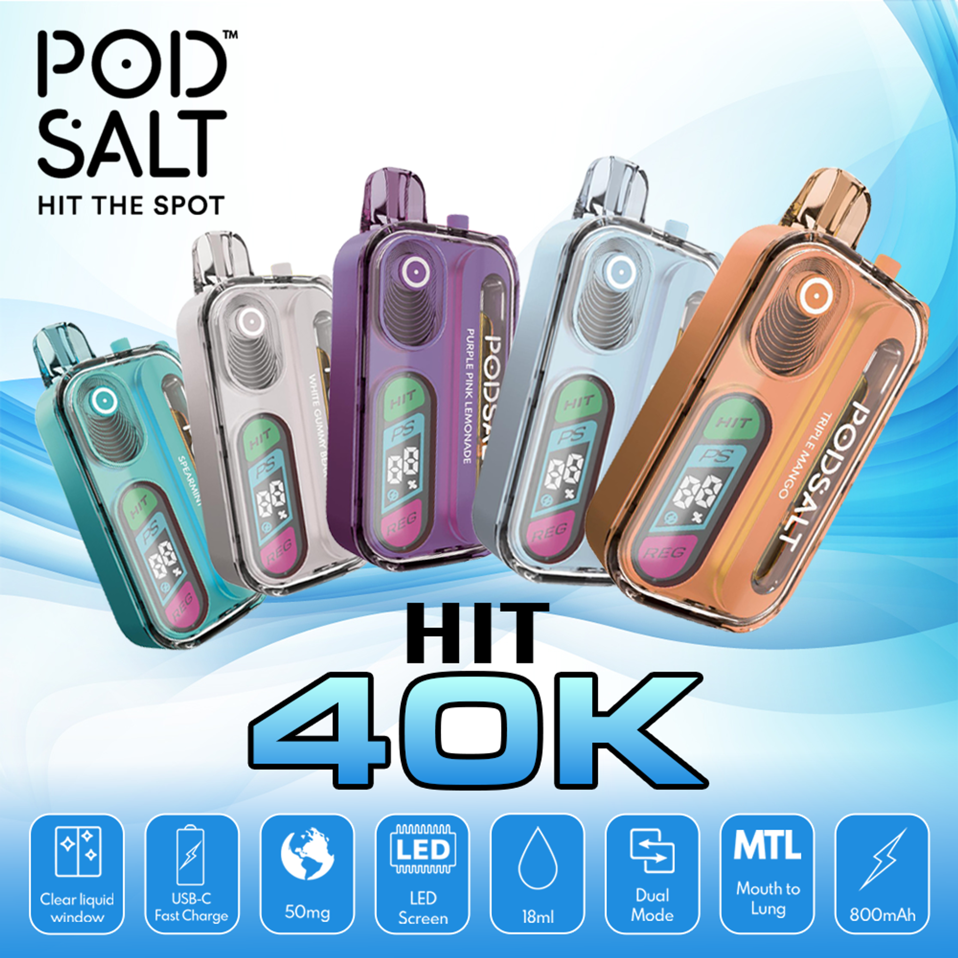 Pod Salt Hit Disposable (40000 Puffs)