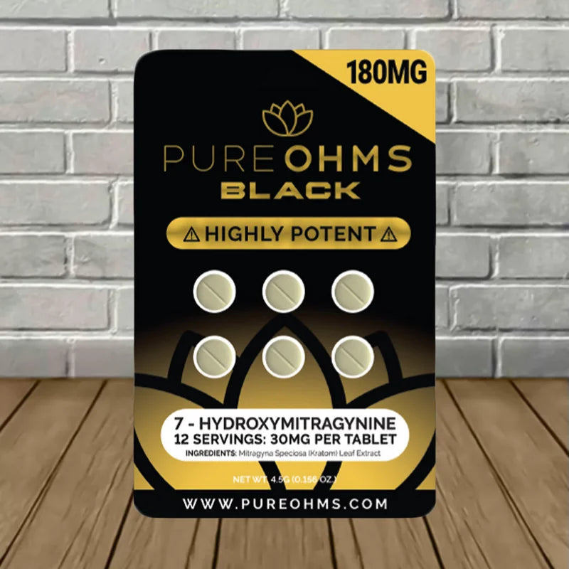 Pure Ohms Black 7-Hydroxymitragynine Extract Tablets 6ct