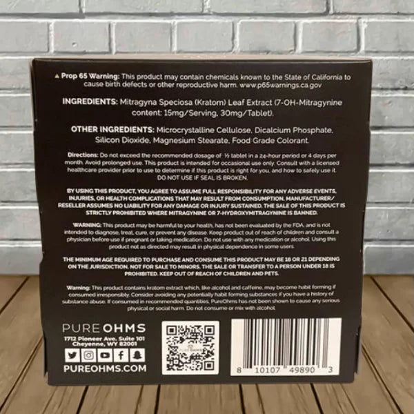 Pure Ohms Black 7-Hydroxymitragynine Extract Tablets 30mg Full Case Best Price