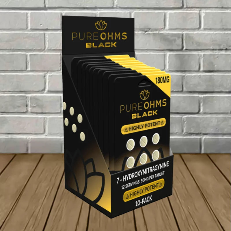 Pure Ohms Black 7-Hydroxymitragynine Extract Tablets Full Case 10ct