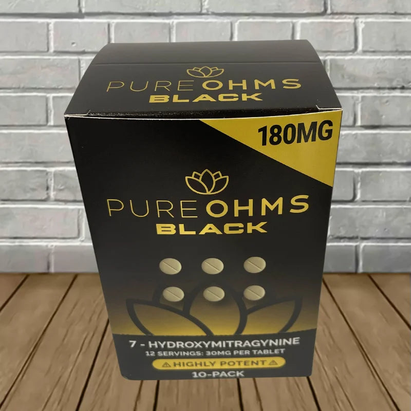 Pure Ohms Black 7-Hydroxymitragynine Extract Tablets Full Case 10ct