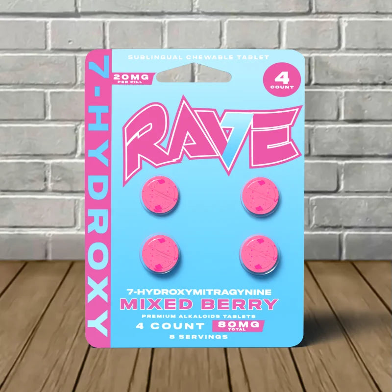 Rave Kratom 7-Hydroxy Extract Tablets Full Case 10ct