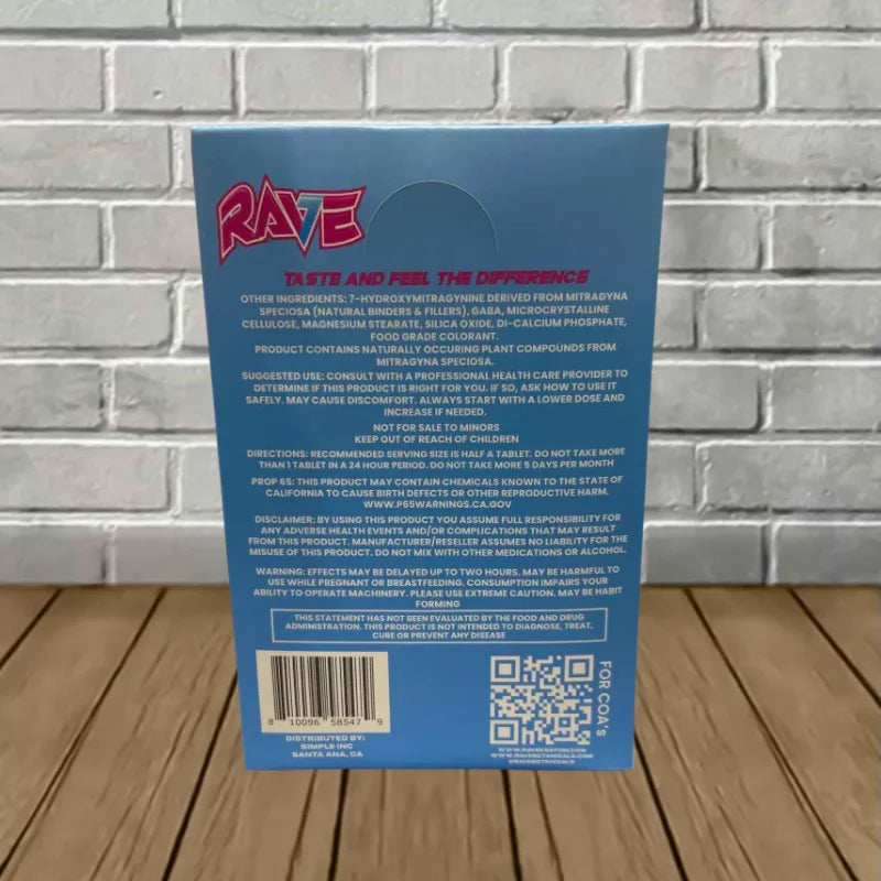 Rave Kratom 7-Hydroxy Extract Tablets Full Case 10ct