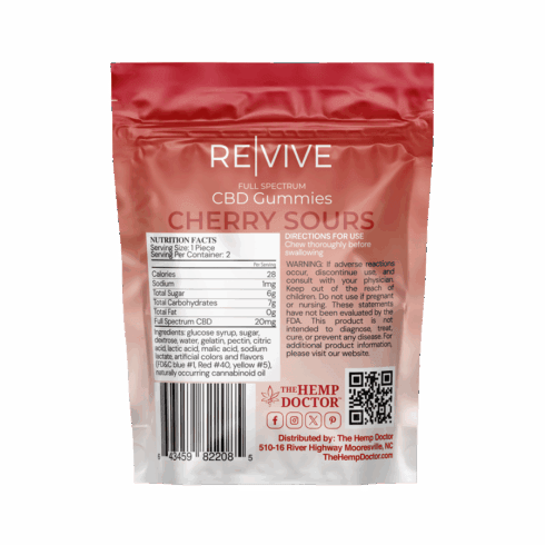 The Hemp Doctor REVIVE | 20mg CBD Cherry Sours
