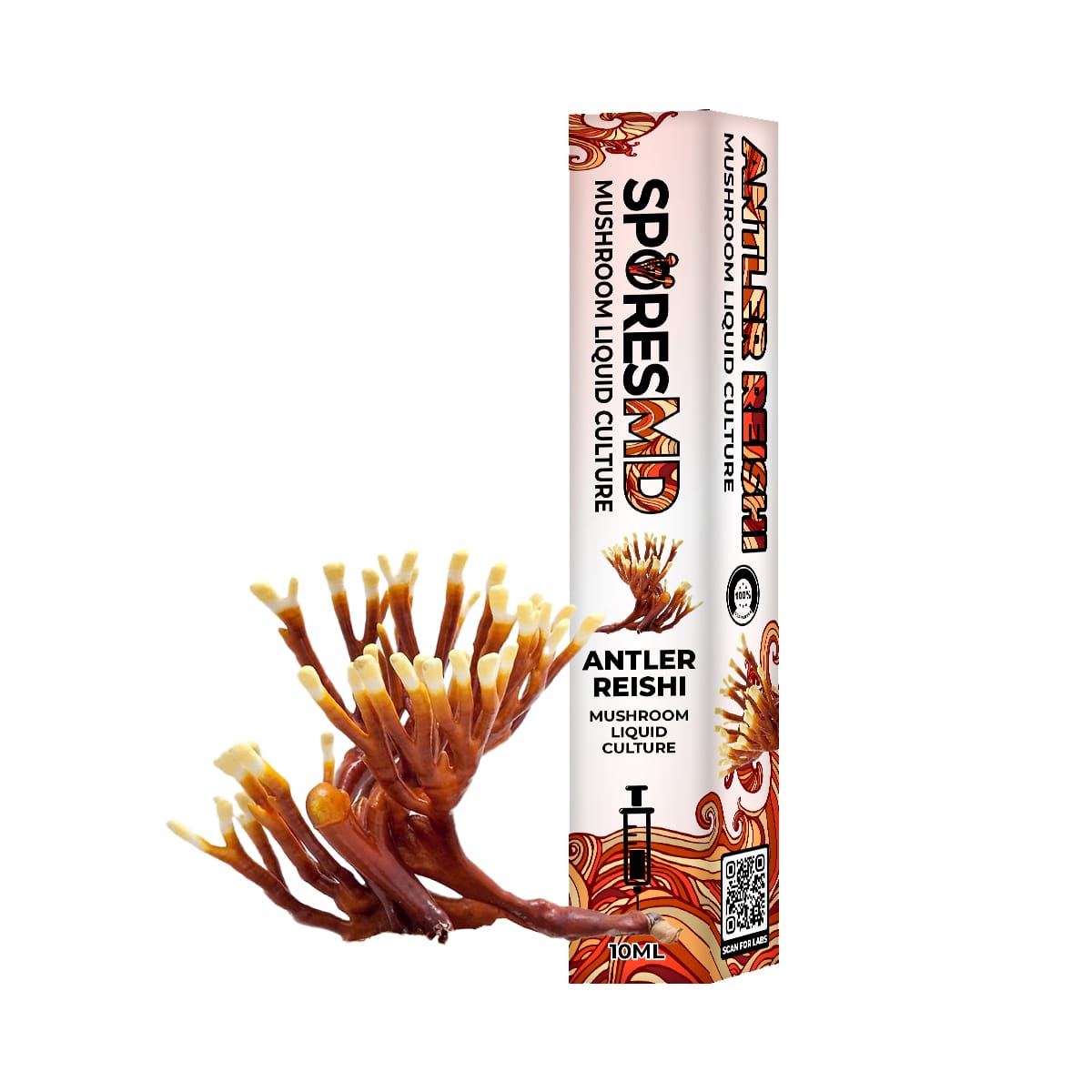 SporesMD Antler Reishi Organic Mushroom Liquid Culture Syringe (10ml)
