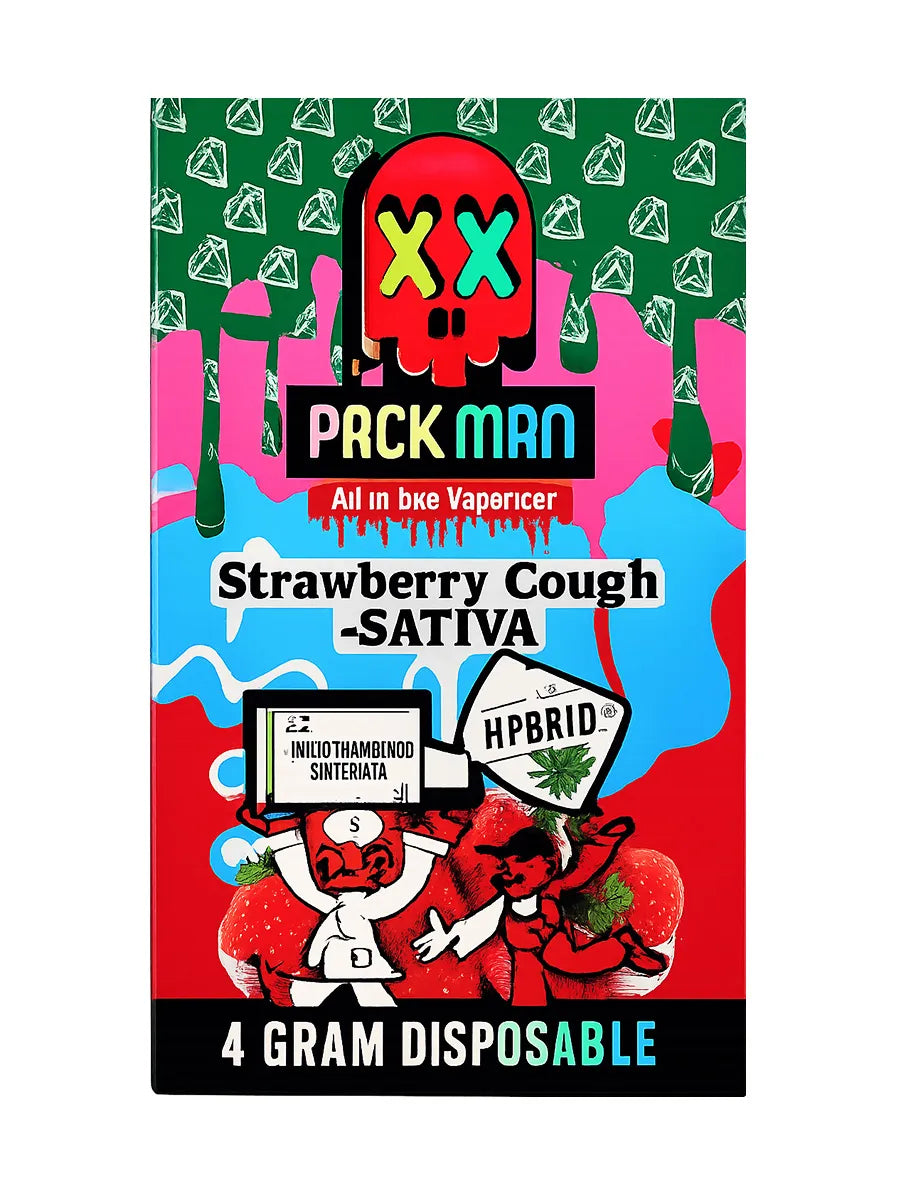 Strawberry Cough Pack Man Liquid Diamonds D9 Live Resin Disposable 4G