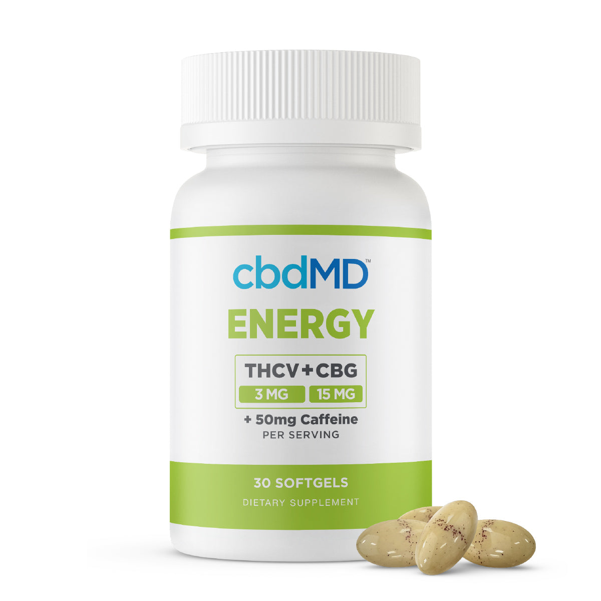 cbdMD Broad Spectrum CBD Softgels THCV + CBG Energy Softgels