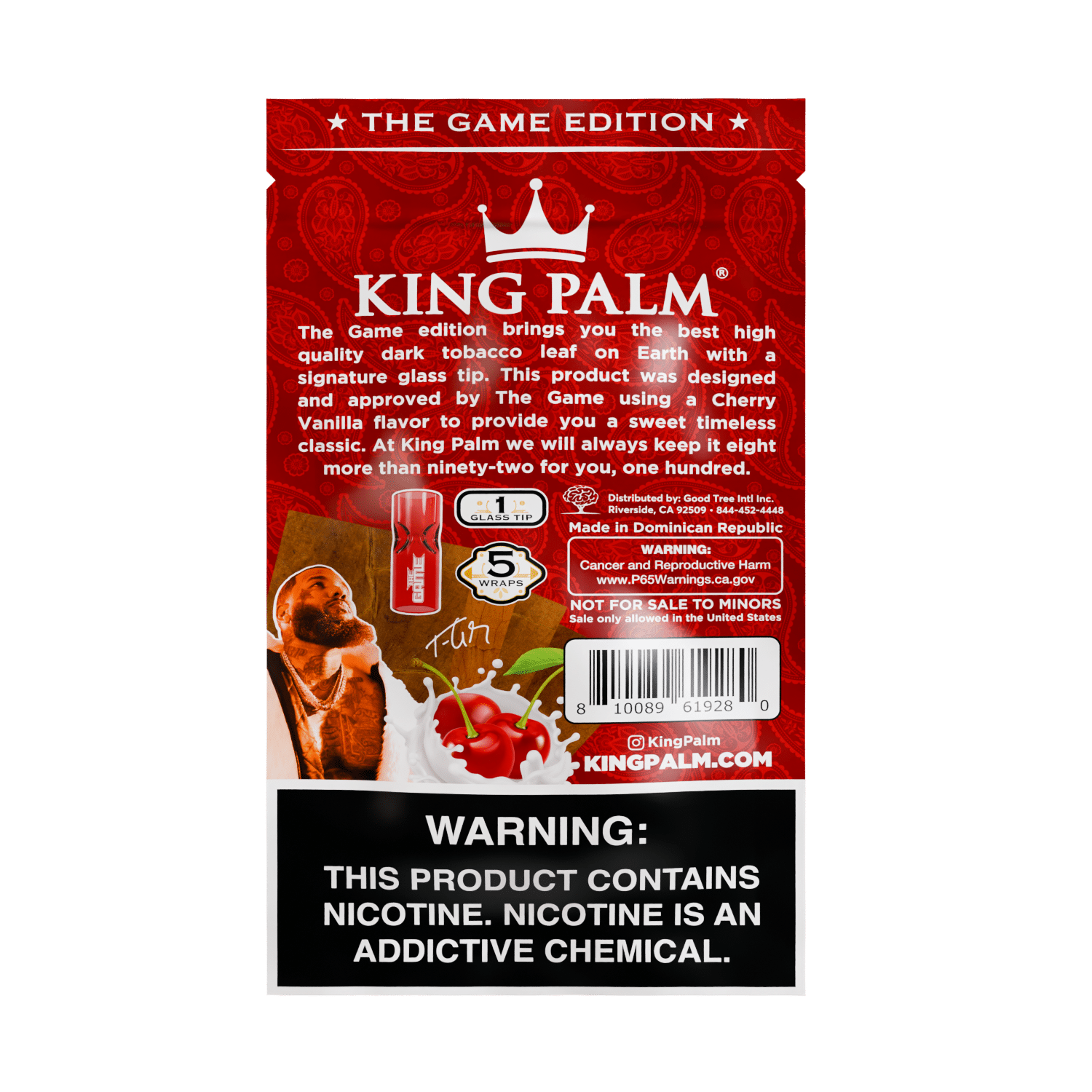 Tobacco Sheets w/Glass Tips – The Game Edition – Cherry Vanilla King Palm Best Price