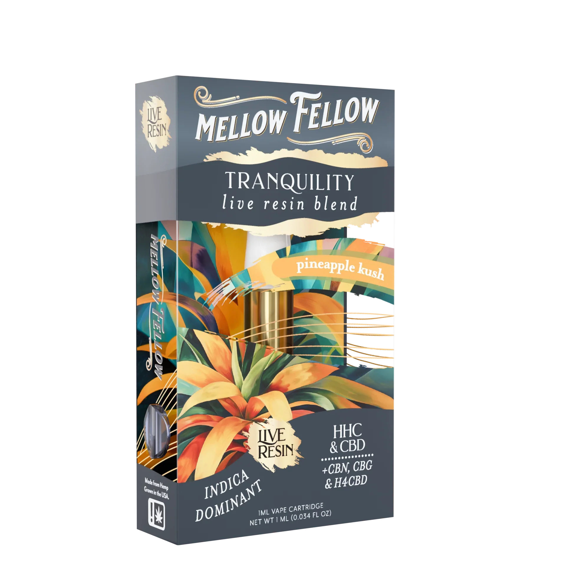 Mellow Fellow Tranquility Blend 1ml Live Resin Vape Cartridge - Pineapple Kush (Indica Dominant) Best Price