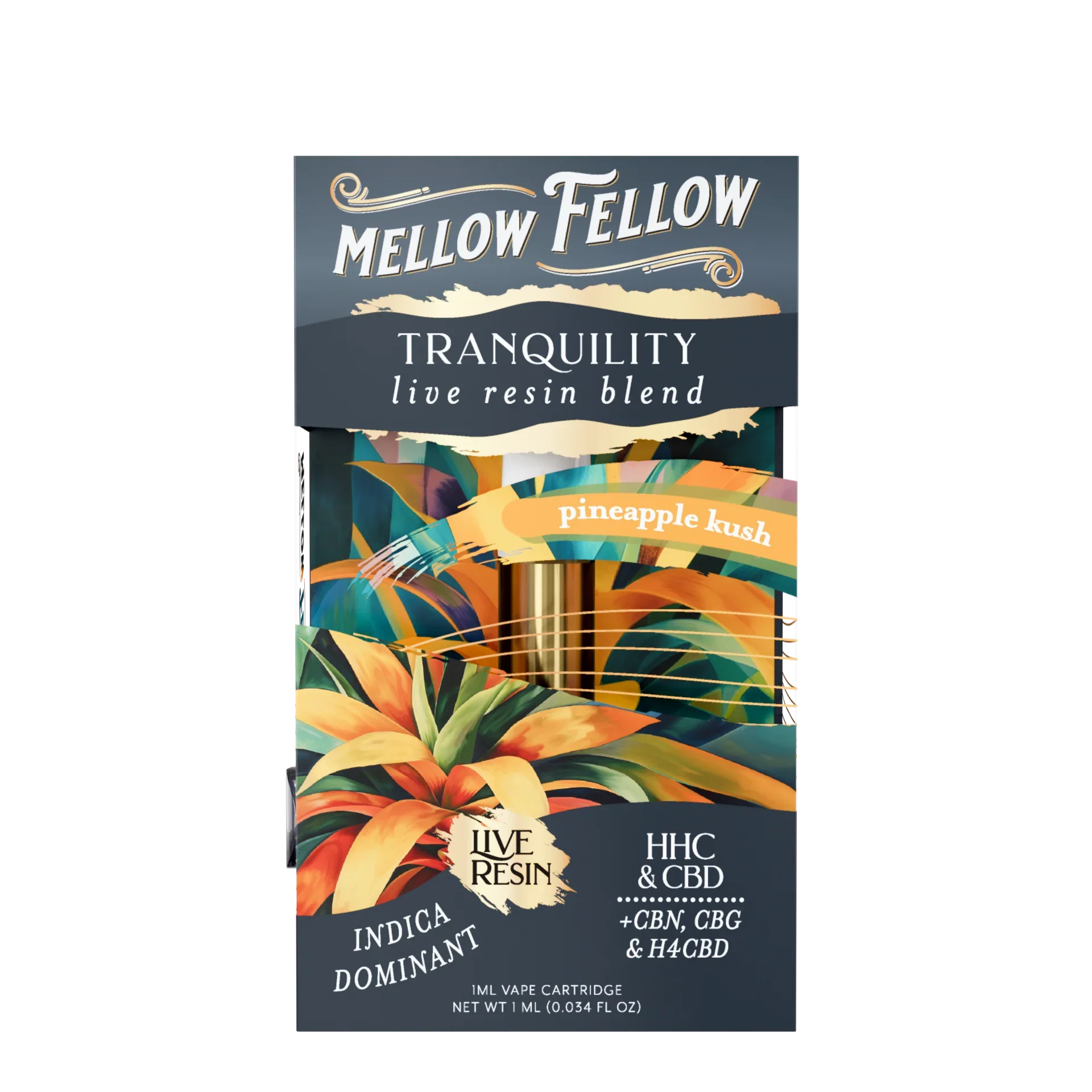Mellow Fellow Tranquility Blend 1ml Live Resin Vape Cartridge - Pineapple Kush (Indica Dominant) Best Price