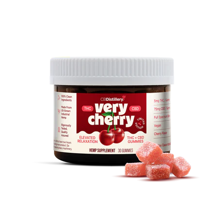CBDistillery Very Cherry 5mg THC & 75mg CBD Gummies for Elevated Relaxation