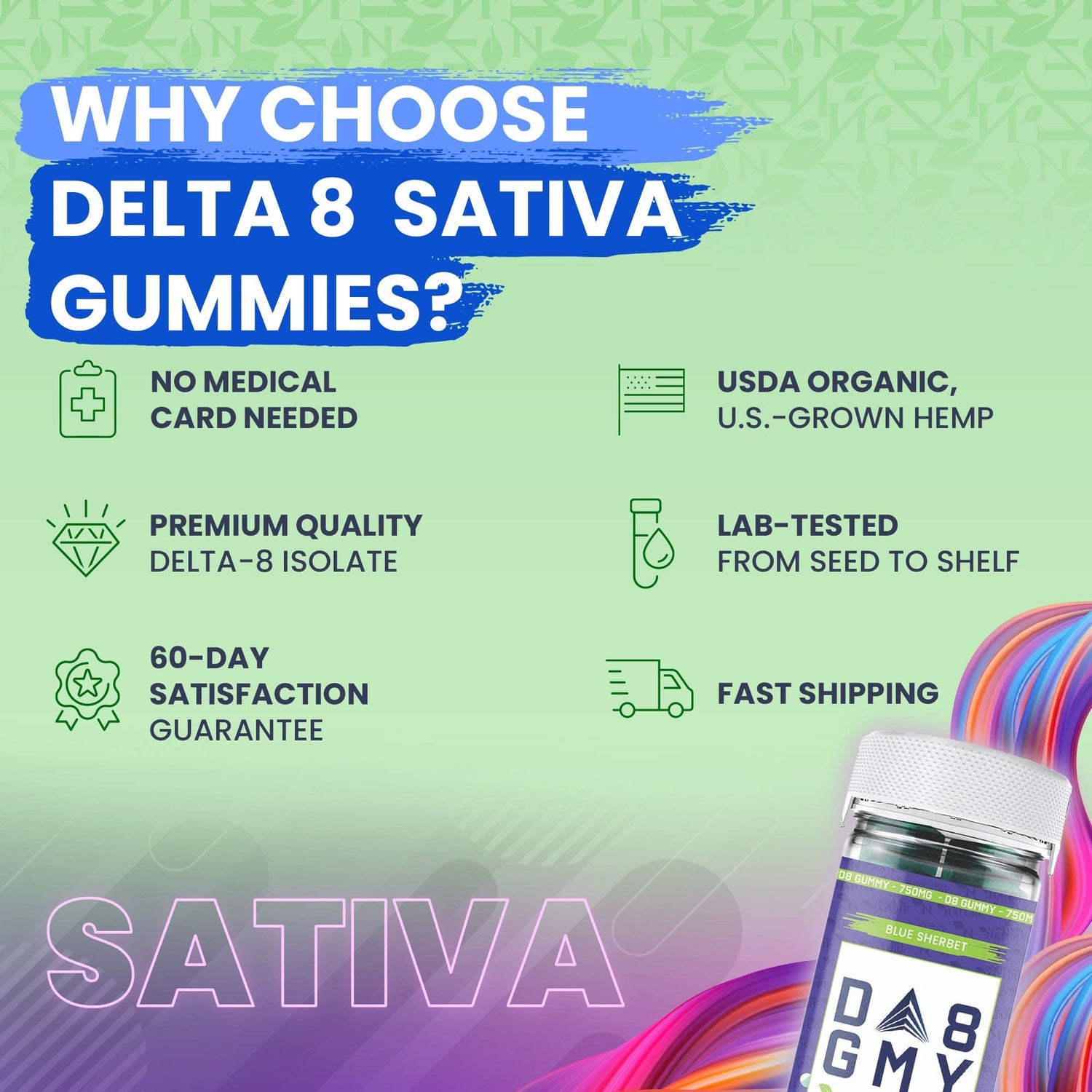 A Gift From Nature DELTA 8 GUMMIES - 30CT Blue Watermelon 750mg (25mg ea.) – SATIVA