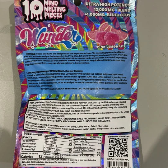 Wunder Mushroom 12000mg + Kava 1000mg Gummies 10ct