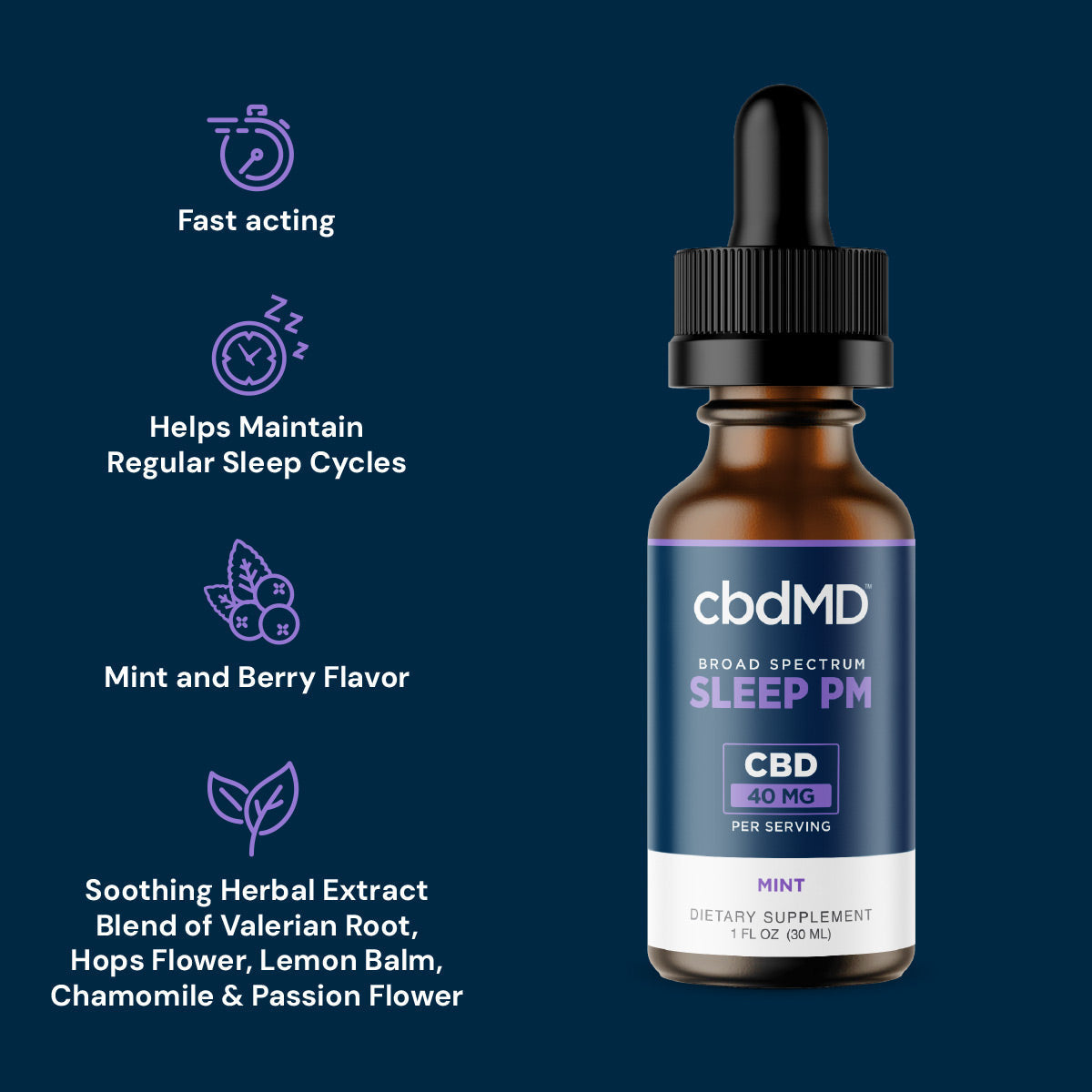 cbdMD Broad Spectrum CBD PM Oil Tincture