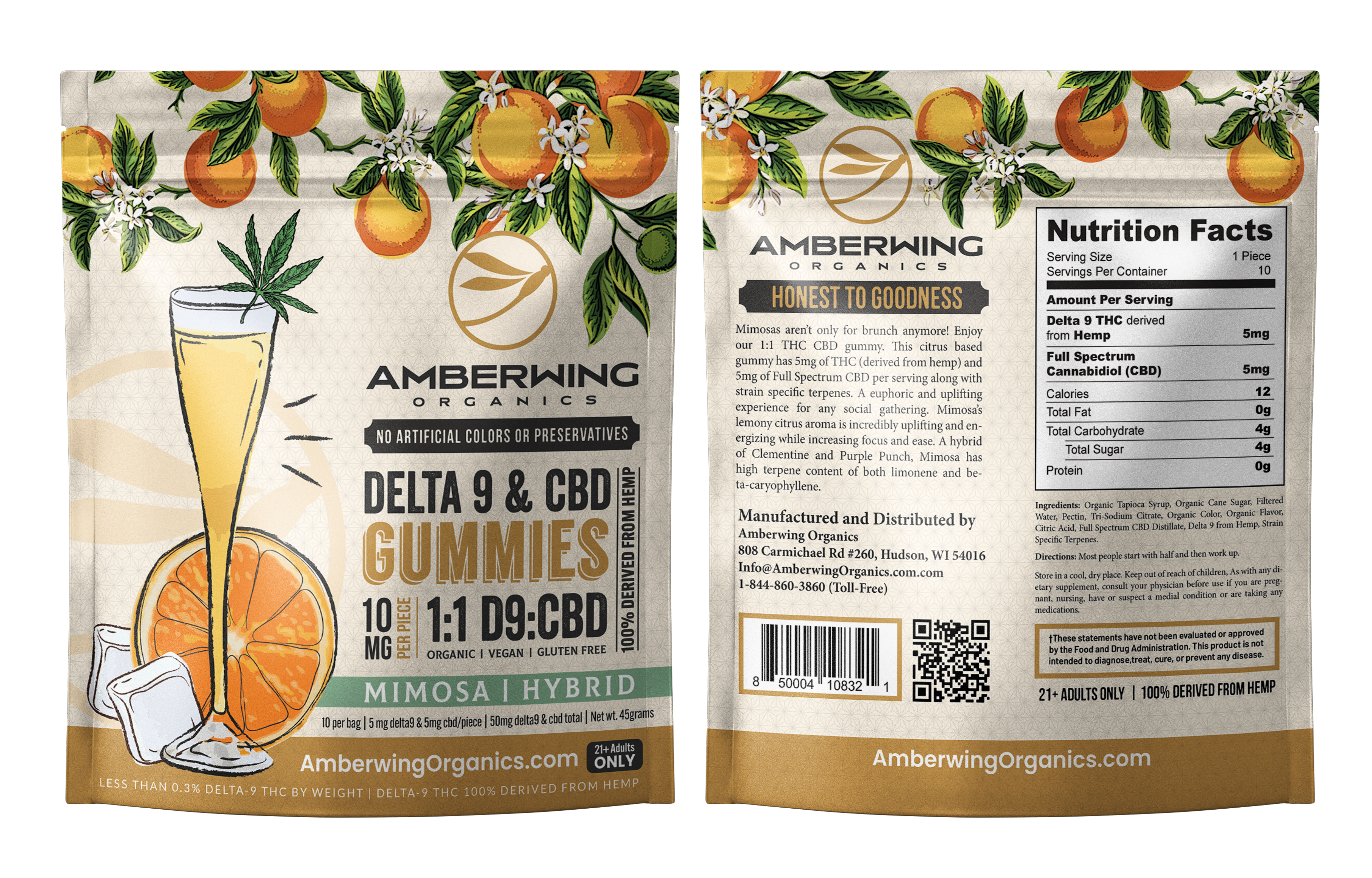 5mg Delta 9 | 5mg CBD | 1:1 | Mimosa Hybrid Strain | Sativa / Indica | 10 Pack