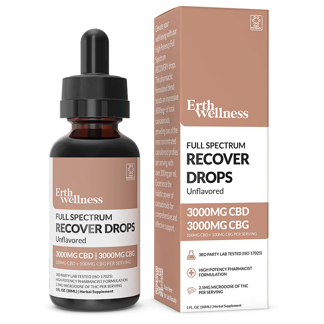 Erth Wellness | Full Spectrum CBG + CBD Recover Drops - 6000mg Best Price