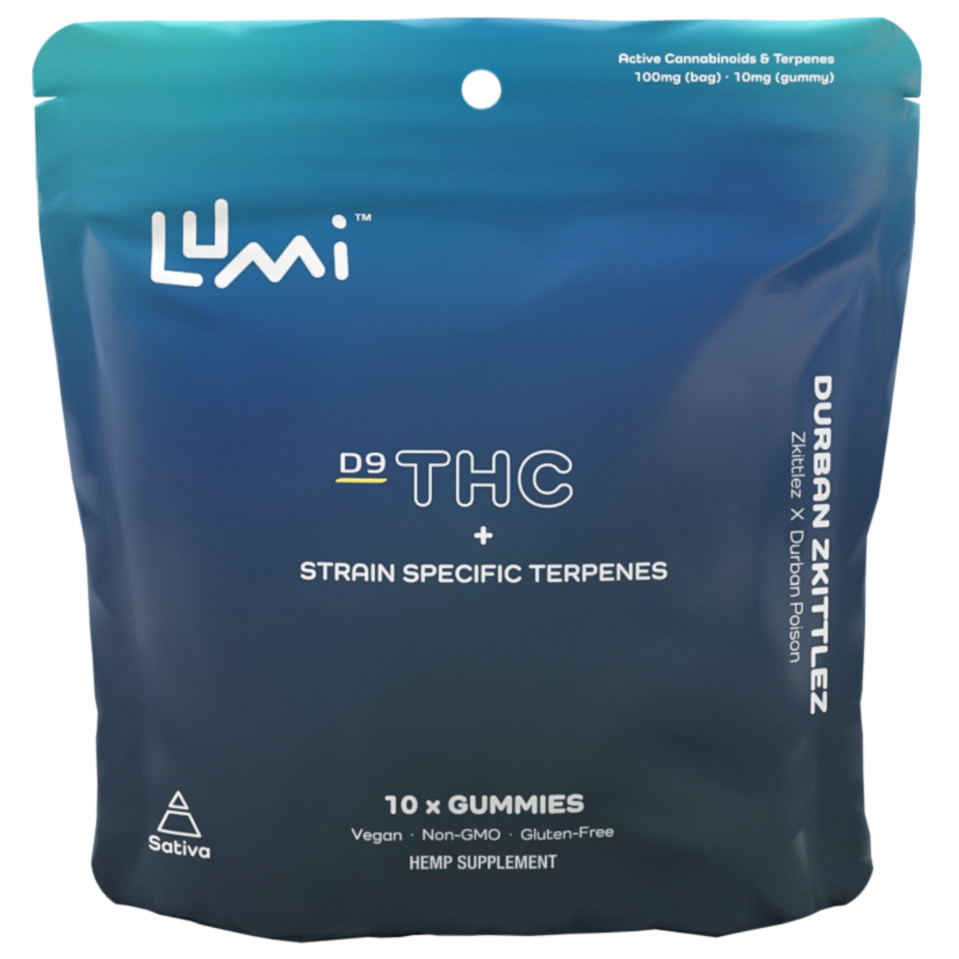 Lumi Labs | THC Gummies – Durban Zkittlez | 5mg D9 + 5mg Strain Specific Terpenes – 15ct