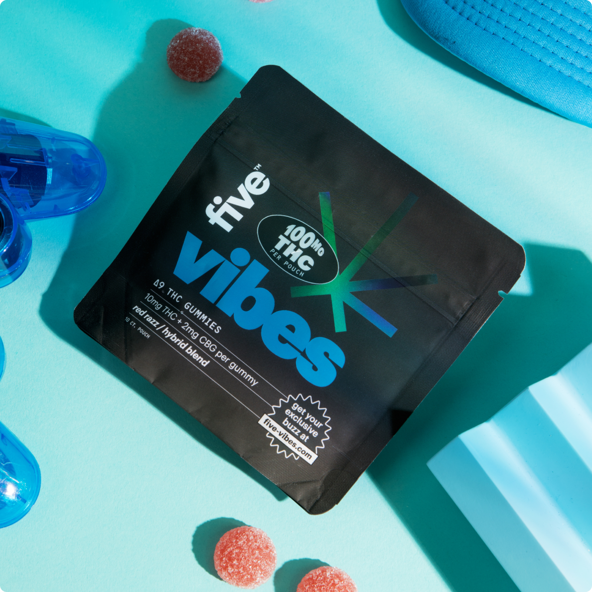 Five CBD 10mg high dose gummies variety pack